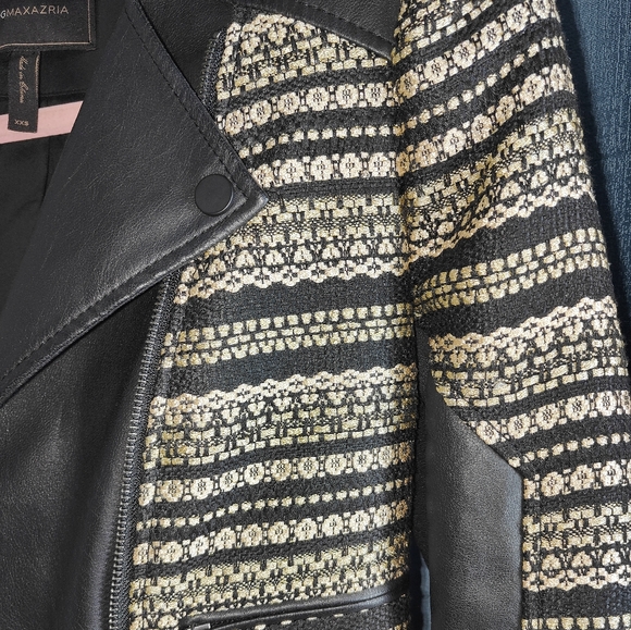 BCBGMaxAzria Leonardo Tweed Metallic Leather Jacket - Picture 15 of 17